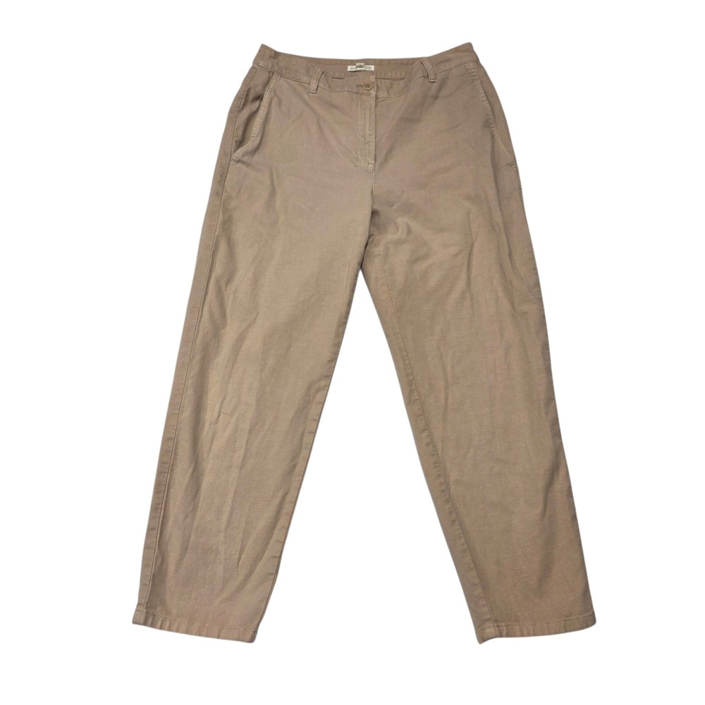 Eileen Fisher Tapered Pants Women S Tan Organic Cotton Hemp Blend Chino Casual